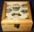 Caixa de chá 4 divisões com decoupage